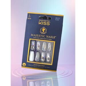 NIB KISS Majestic Nails L Press-On Multicolor Glitter Rhinestone Accents